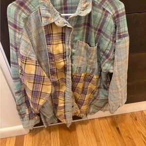 Easel Blue and Cream Plaid Shirt